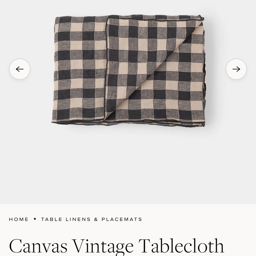 Amber Lewis canvas vintage tablecloth 67”x118”